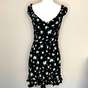 Free People Like A Lady Printed Mini Dress Black Lemon Print